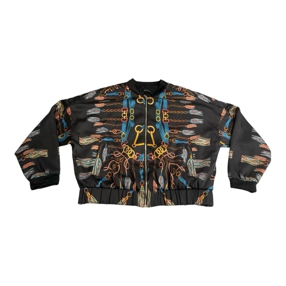 ZARA Chain Print Bomber Jacket L Bloggers' Fave! - Picture 7 of 14